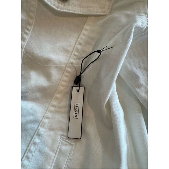 NWT Le La Lo Mama Bling White Denim Jacket Size Large - Picture 9 of 9